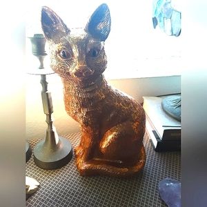 Halloween cat, faux copper decoration